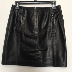 Lamb skin Black Leather Mini Skirt